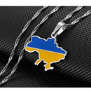 Ukraine Map with Flag Pendant Necklace