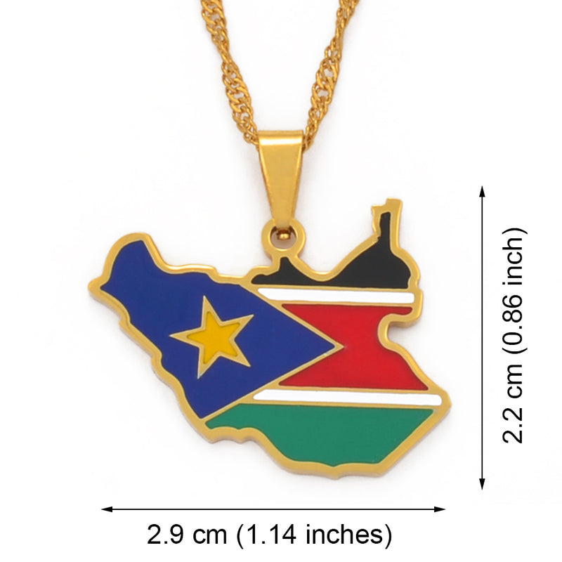 South Sudan Map Pendant Necklace