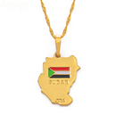 Sudan Map with flag Pendant Necklace