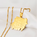 North Sudan Map with Cities Pendant Necklace