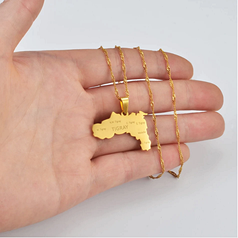 Tigray map pendant Necklace with cities