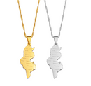 Tunisia Map with Cities Pendant Necklace