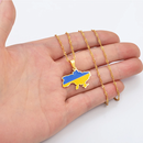 Ukraine Map with Flag Pendant Necklace