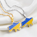 Ukraine Map with Flag Pendant Necklace
