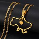 Ukraine Map Outline Pendant Necklace