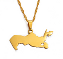 Uzbekistan Map with Heart Pendant Necklace