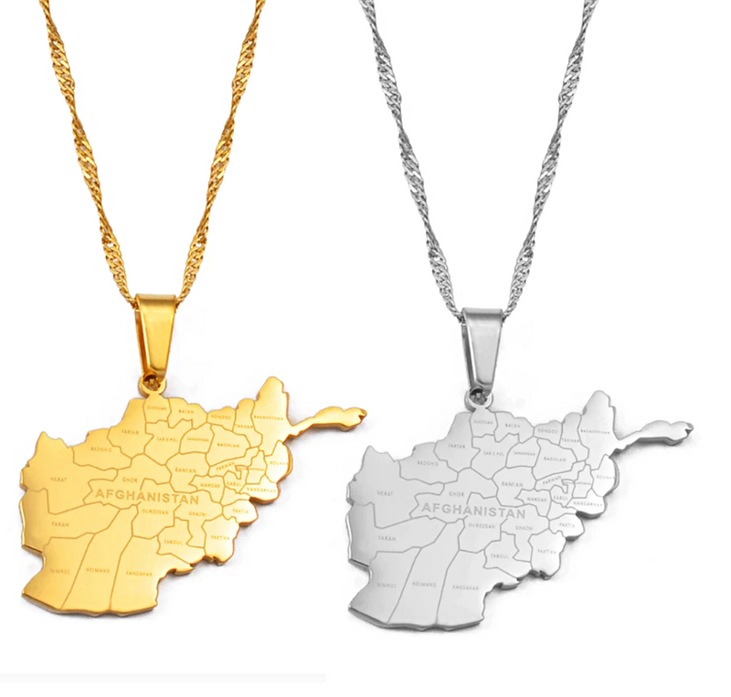 Afghanistan map with cities Pendant necklace