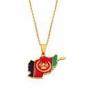 Afghanistan Map With Flag Pendant Necklace