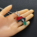 Africa Map Afro-American Flag Necklace