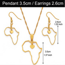 Africa Map Outline Heart Necklace Set with Earrings