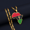 African Map with Egyptian Symbol Pendant Necklace