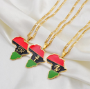 African Map with Egyptian Symbol Pendant Necklace