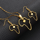 Africa Map Outline Heart Necklace Set with Earrings