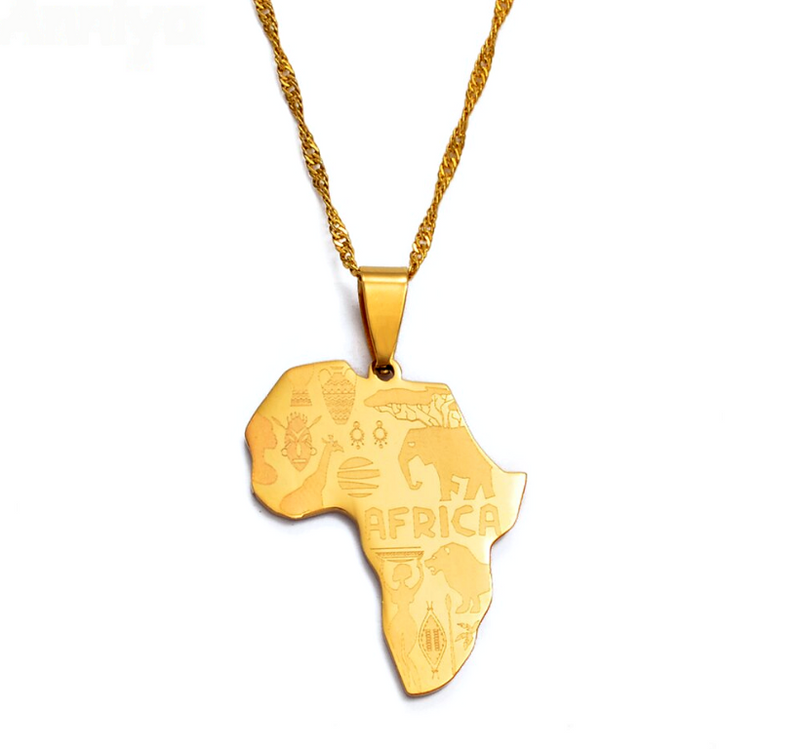 Africa Map Safari Necklace