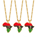 African Map with Egyptian Symbol Pendant Necklace