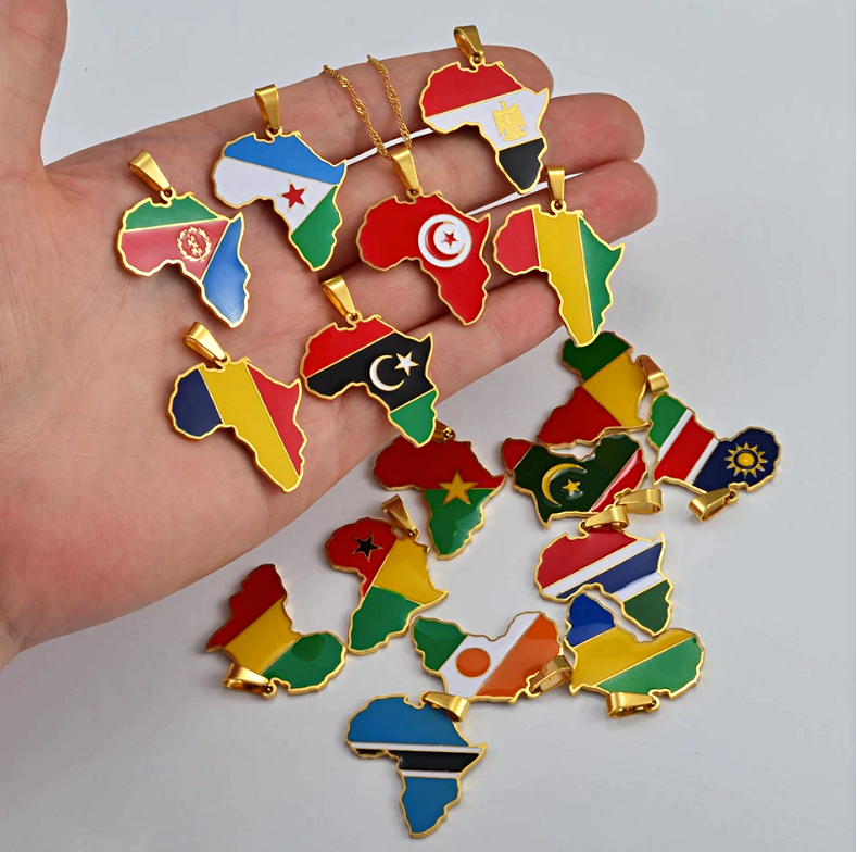 Niger Flag Africa Map Necklace