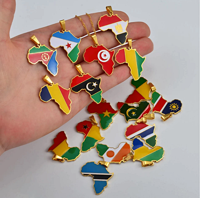 Guinea Flag Africa Map Necklace