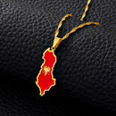Albania Map with Flag Pendant Necklace