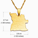 Angola Map With Cities Pendant Necklace