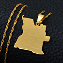 Angola Map With Cities Pendant Necklace