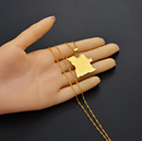 Angola Map With Cities Pendant Necklace