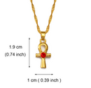 Red Stone Mini Ankh Cross Necklace