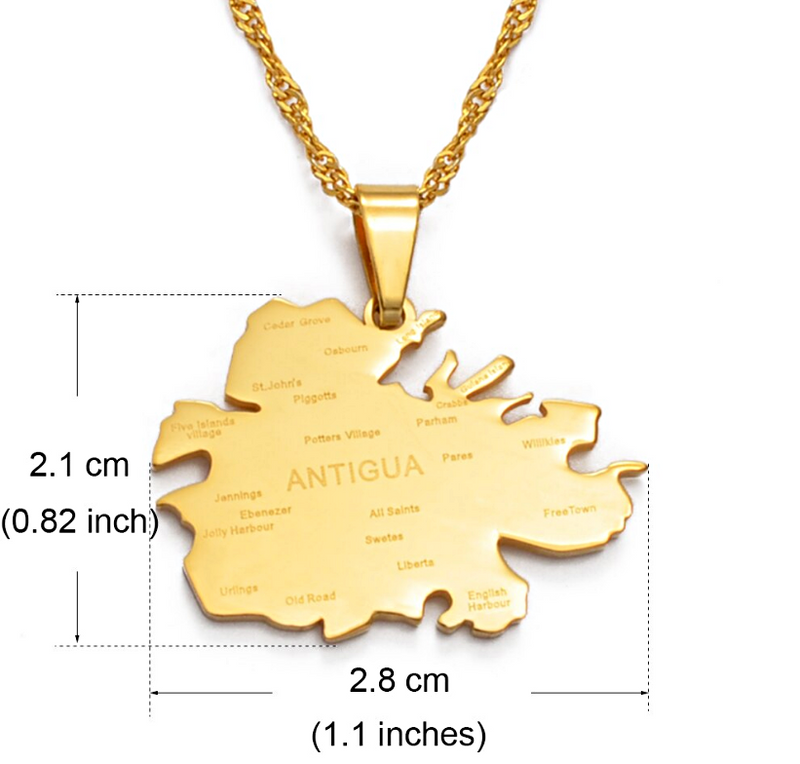 Antigua Map Pendant Necklace