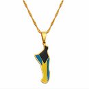 Bahamas Andros Map with Flag Pendant Necklace