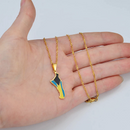 Bahamas Andros Map with Flag Pendant Necklace