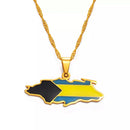 Bahamas Map with Flag Pendant Necklace