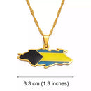Bahamas Map with Flag Pendant Necklace