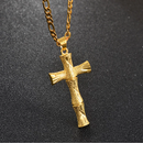 Christian Cross Bamboo Style Pendant Necklace