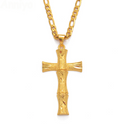 Christian Cross Bamboo Style Pendant Necklace