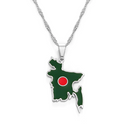 Bangladesh Map with Flag Pendant Necklace