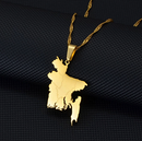 Bangladesh Map with Cities Pendant Necklace
