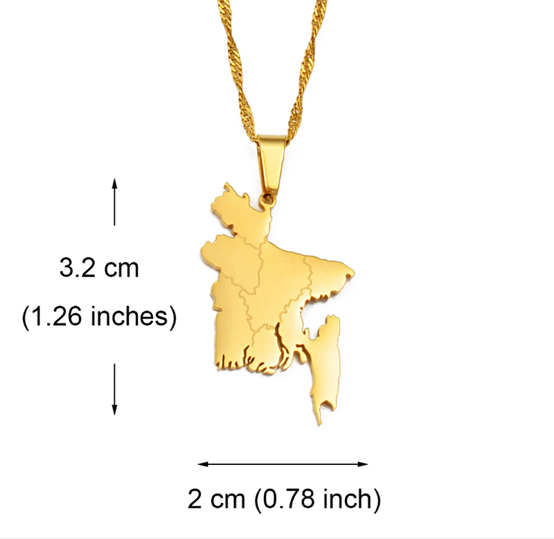 Bangladesh Map with Cities Pendant Necklace