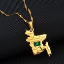 Bangladesh Map with Green Stone Pendant Necklace