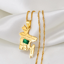 Bangladesh Map with Green Stone Pendant Necklace