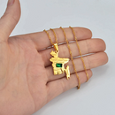 Bangladesh Map with Green Stone Pendant Necklace