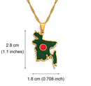 Bangladesh Map with Flag Pendant Necklace
