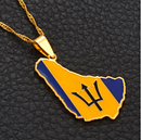 Barbados Map with Flag Pendant Necklace