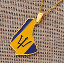 Barbados Map with Flag Pendant Necklace