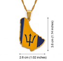 Barbados Map with Flag Pendant Necklace