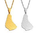 Barbados Map with Cities Pendant Necklace