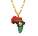 Africa Map Afro-American Flag Necklace