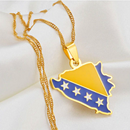 Bosnia and Herzegovina Map With Flag Pendant Necklace