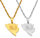 Bosnia and Herzegovina Map Pendant Necklace