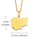 Cambodia Map with Cities Pendant Necklace