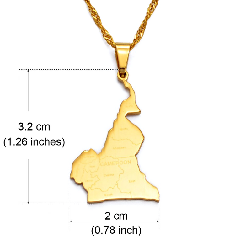 Cameroon Map With Cities Necklace