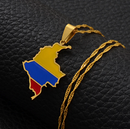 Colombia Map Flag Pendant Necklace